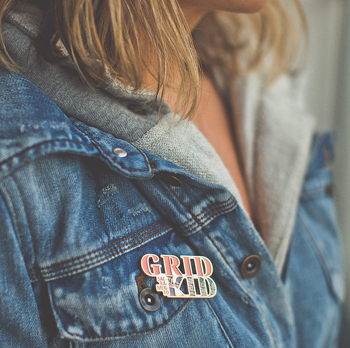 Sacramento Grid Kid Enamel Pin by Amber Witzke