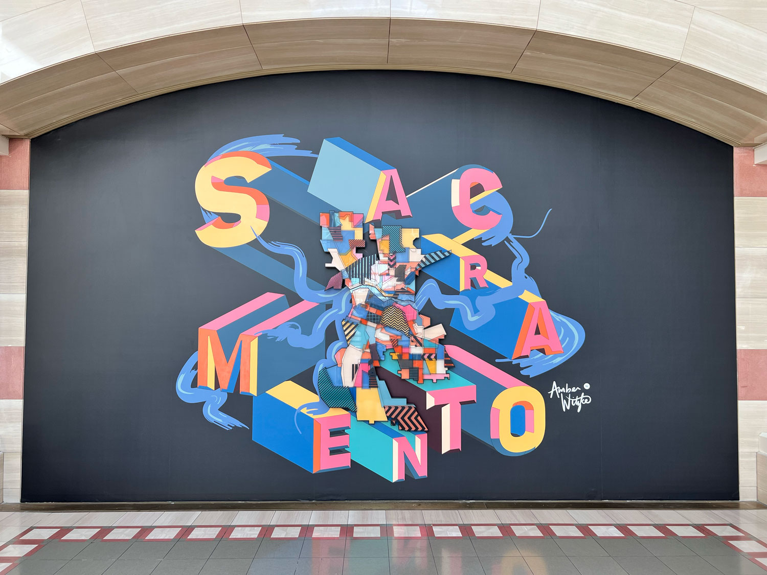 Vibrant Vistas: A Multidimensional Journey Exploring the Treasures of Sacramento, Mixed Media Mural by Amber Witzke. Commissioned by Arden Fair